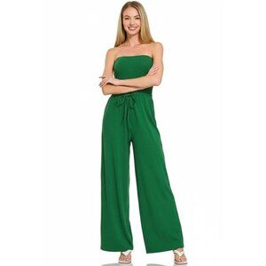 Zenana Tube Top Jumpsuit with Drawstring Waist